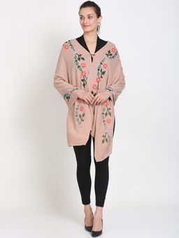 KnitStudio - Pink Embroidered Knitted Shawl