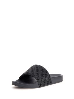 Guess - Men Black Woven Design Slip-On Sliders