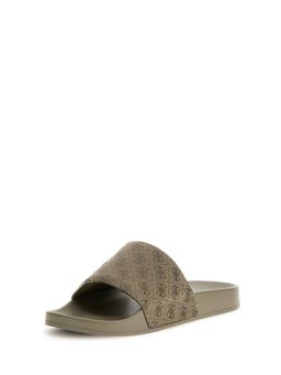 Guess - Men Olive Woven Design Slip-On Sliders