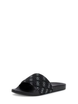 Guess - Men Black Woven Design Slip-On Sliders