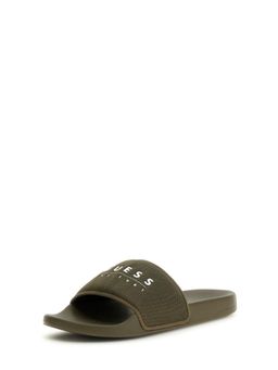 Guess - Men Olive Textured Slip-On Sliders
