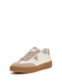Guess - Men White and Beige Color-Block Lace-Up Sneakers