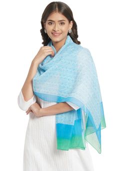 Fabindia - FabBasics Half Triangle Hand Block Printed Cotton Silk Stole