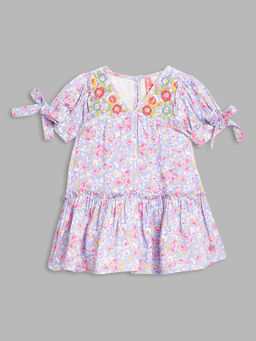 Blue Giraffe - Girls Multi Embroidered Dress