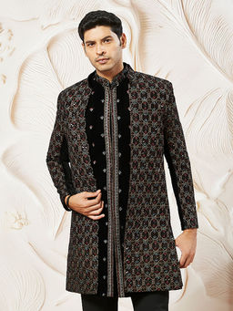 Vastramay - Mens Velvet Embroidered Sherwani (Set of 2)