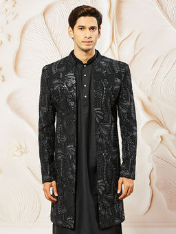 Vastramay - Mens Georgette Embroidered Sequined Sherwani Only Top