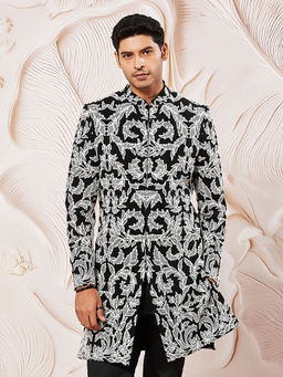 Vastramay - Mens Fox Georgette All-over Embroidered Sherwani Only Top