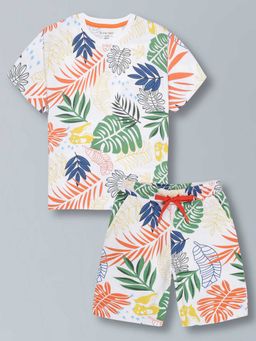 Hopscotch - 2-Piece Pure Cotton Tropical Print T-Shirt and Shorts