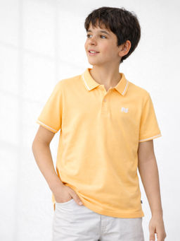 Purple United Kids - Boys Yellow Cotton Polo T-Shirt