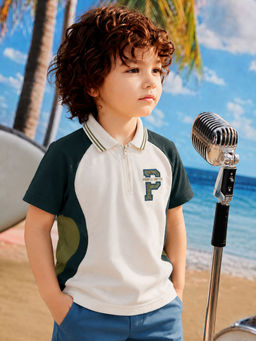 Purple United Kids - Boys Green Cotton Polo T-Shirt