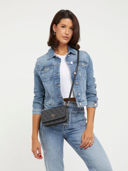 Guess - Noelle X-Body Flap Black Sling Bag