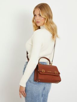 Guess - Women Red Textured Handheld Bag With Magnetic Button Closure With Detachable Strap