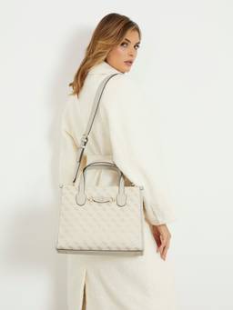 Guess - Women Beige Printed Hand Bag With Zip Closure