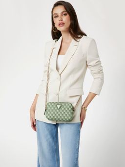 Guess - Green Printed G Wave Camera Crossbody Bag