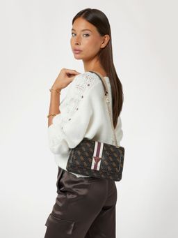 Guess - Women Brown Printed Sling Bag with Detachable Strap