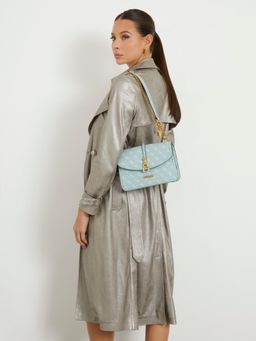 Guess - Women Turquoise Monogram Sling Bag with Detachable Strap