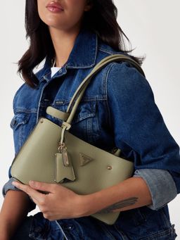 Guess - Sage Green Solid Meridian Shoulder Bag