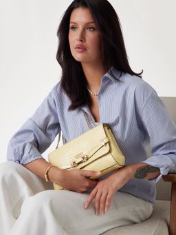 Guess - Daisy Yellow Textured Sylvie Convertible Sling Bag