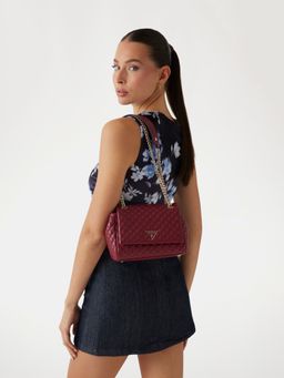 Guess - Claret Red Quilted Eco Rianee Sling Bag