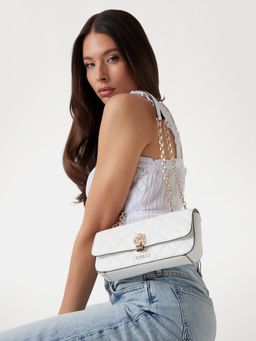 Guess - White Quilted Bessey Convertible Sling Bag