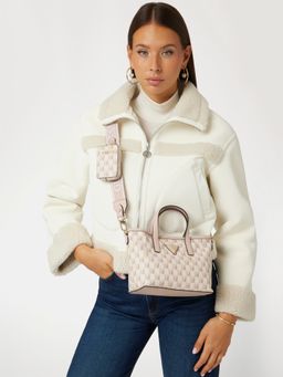 Guess - Blush Pink Logo Printed Wave Sling Bag with Two Pouches (Set of 3)