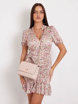 Guess - Light Beige Textured Giully Sling Bag