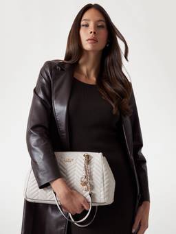 Guess - Stone Grey Textured Anning Shoulder Bag