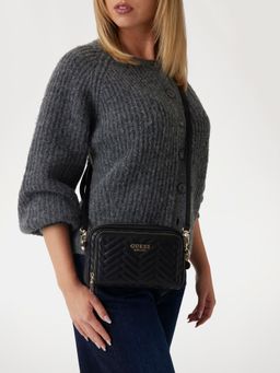 Guess - Black Quilted Anning Zip Around Wallet