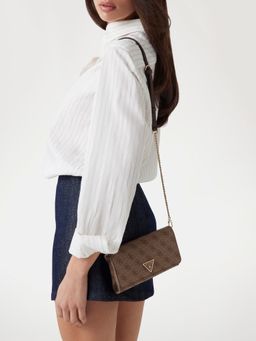 Guess - Bone Logo Monogram Polyurethane Noelle Flap Organizer Sling Bag