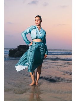 Ivory Rose - FORM Blue Crop Top with Jacket and Skirt (Set of 3)