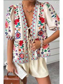 FancyPants - Beige Casa Sol Jacket with Shorts (Set of 2)