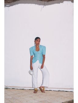 Ivory Rose - MINT Blue Top with Jacket and Pant (Set of 3)