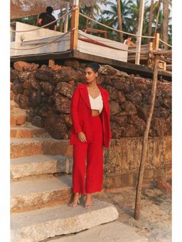 Ivory Rose - ROUGE Red Bustier with Blazer and Pant (Set of 3)