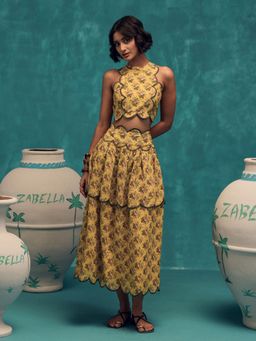ZABELLA - Lush Linen Scalloped Yellow Co-Ord (Set of 2)