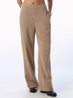 ONLY - Womens Solid Regular Fit Beige Trouser