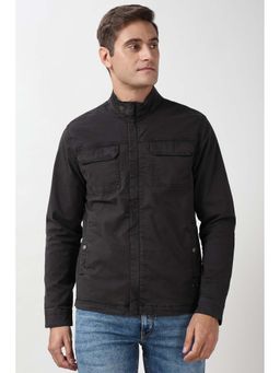 Peter England - Men Black Solid Casual Jacket