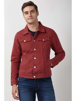 Peter England - Men Red Solid Casual Shacket