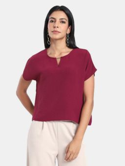R&B - Maroon Regular Fit Solid Top