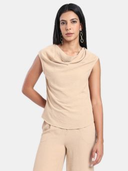 R&B - Beige Regular Fit Solid Top