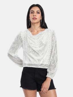 R&B - White Regular Fit Embellished Top