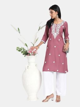 R&B - Purple Regular Fit Embraided Kurta