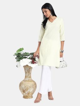 R&B - Yellow Regular Fit Embraided Kurta