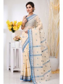DipDiya - Cream Pure Cotton Woven Saree Without Blouse