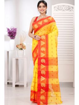DipDiya - Yellow Pure Cotton Woven Saree Without Blouse