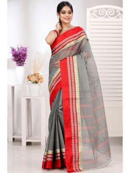 DipDiya - Grey Pure Cotton Woven Saree Without Blouse