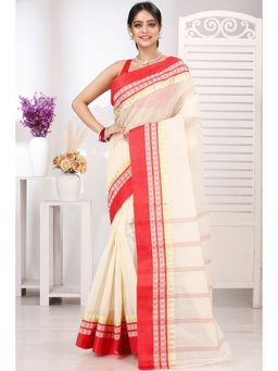 DipDiya - Cream Pure Cotton Woven Saree Without Blouse