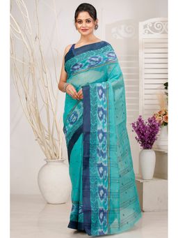DipDiya - Green Pure Cotton Woven Saree Without Blouse