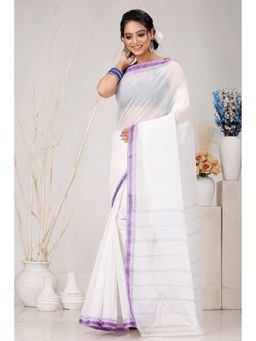 DipDiya - Purple Pure Cotton Woven Saree Without Blouse