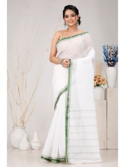 DipDiya - Green Pure Cotton Woven Saree Without Blouse