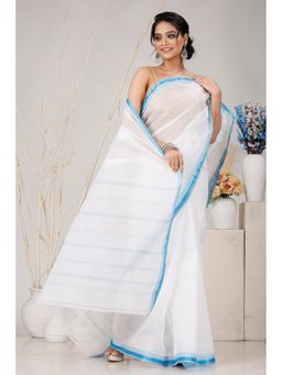DipDiya - Blue Pure Cotton Woven Saree Without Blouse